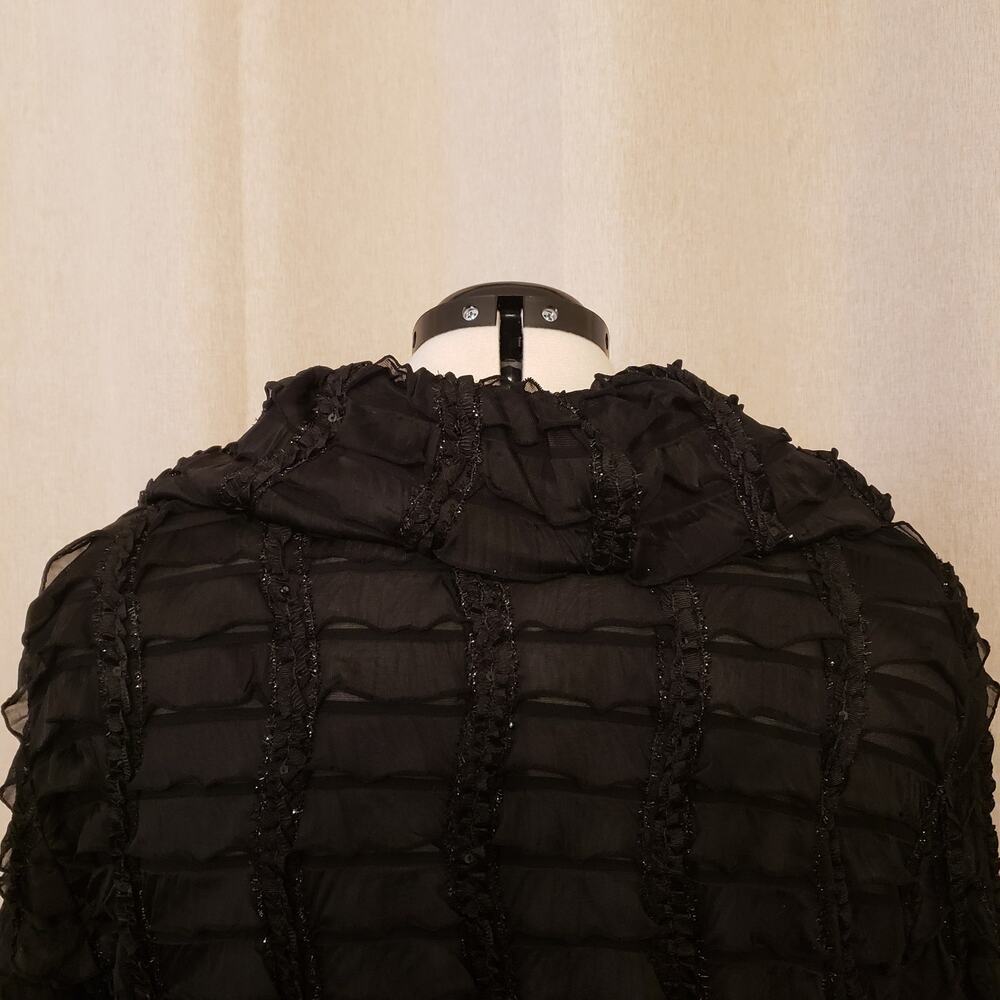 Come N See Black Ruffle Sequin Chiffon Jacket 2 PC Dress (Size 2X, NWT): - Picture 12 of 14